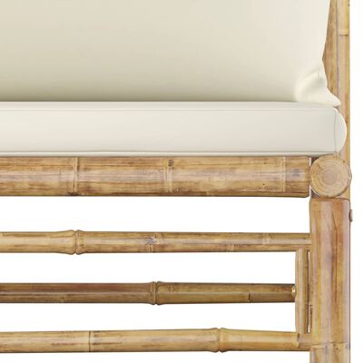 vidaXL 6-delige Loungeset met crèmewitte kussens bamboe