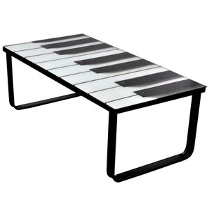 vidaXL Salontafel met piano-print glazen tafelblad