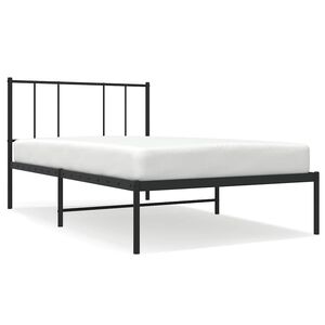 vidaXL Bedframe met hoofdbord metaal zwart 100x190 cm
