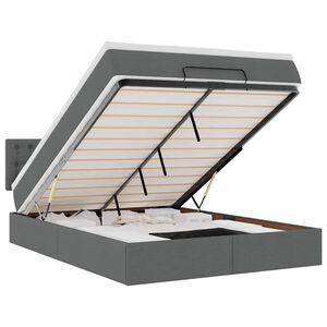 vidaXL Bed met matras 140x190 cm stof donkergrijs