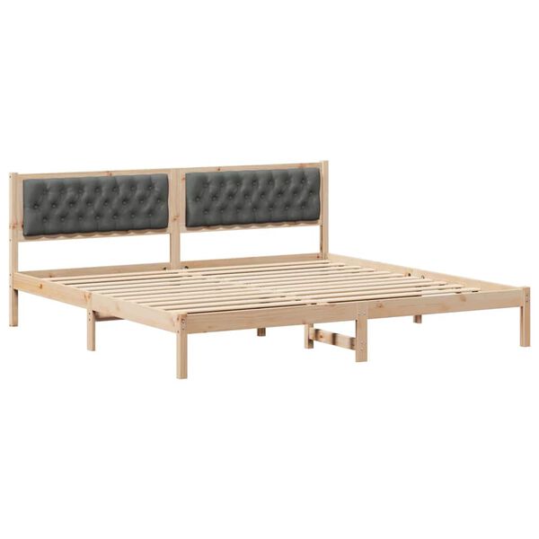 vidaXL Bedframe Donkergrijs 200 x 200 cm Massief grenenhout