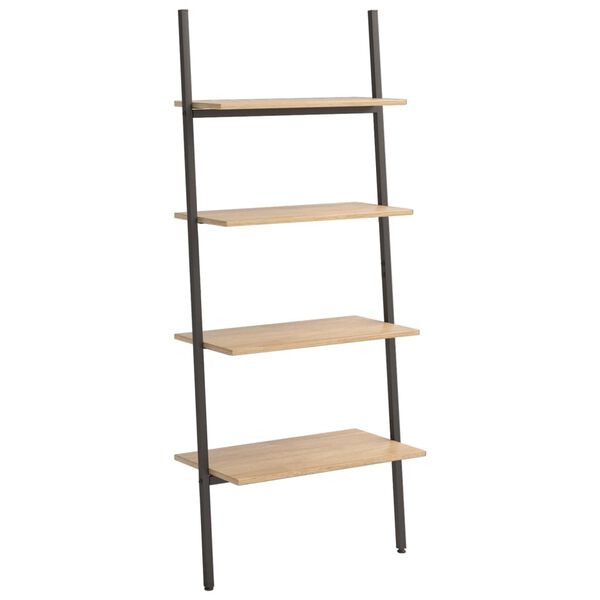 vidaXL Ladderrek met 4 schappen 64x34x150,5 cm lichtbruin en zwart