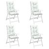 vidaXL Stoelkussens 4 st hoge rug 120x50x7 cm stof bladpatroon