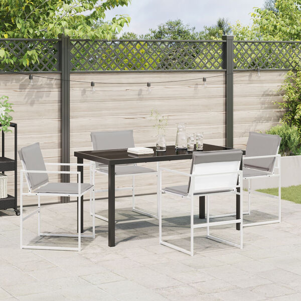 vidaXL Tuin Eetset 5 pcs Wit Textilene en staal