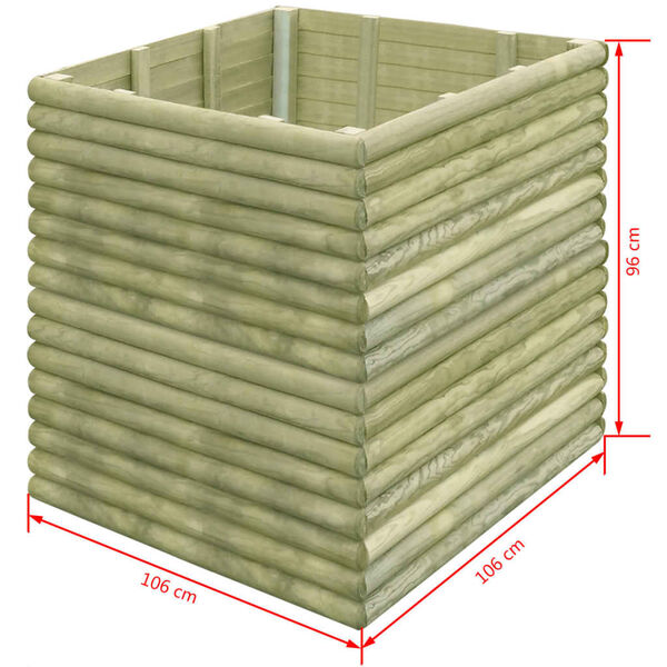 vidaXL Plantenbak verhoogd 106x106x96 cm ge&iuml;mpregneerd grenenhout