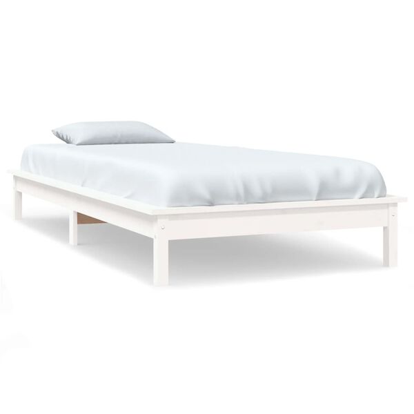vidaXL Bedframe massief grenenhout wit 90x200 cm