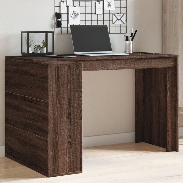 vidaXL Bureau 123,5x73,5x75 cm bewerkt hout bruin eikenkleurig