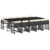 vidaXL 11-delige Tuinset met kussens poly rattan zwart
