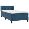 vidaXL Boxspring met matras fluweel donkerblauw 100x200 cm