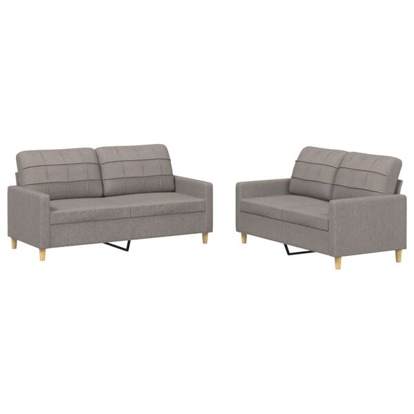 vidaXL 2-delige Loungeset met kussens stof taupe
