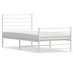 vidaXL Bedframe met hoofd- en voeteneinde metaal wit 100x200 cm