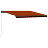 vidaXL Luifel handmatig uittrekbaar 450x300 cm oranje en bruin
