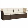 vidaXL 4-delige Loungeset met kussens poly rattan bruin