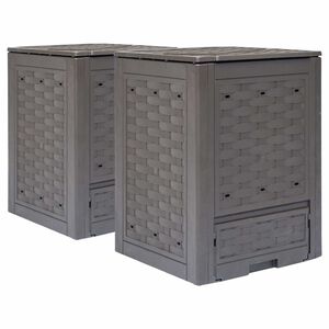 vidaXL Compostbakken 2 st 600 L 60x60x83 cm kunststof rattan bruin