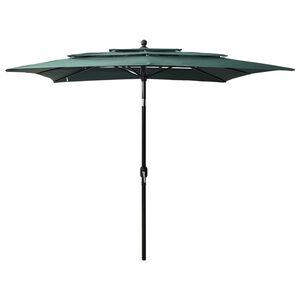 vidaXL Parasol 3-laags met aluminium paal 2,5x2,5 m groen