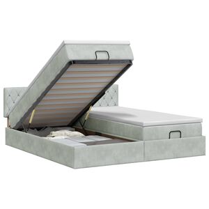vidaXL Ottoman bed met matras met hoofdeinde 2 pcs Lichtgrijs Fluweel