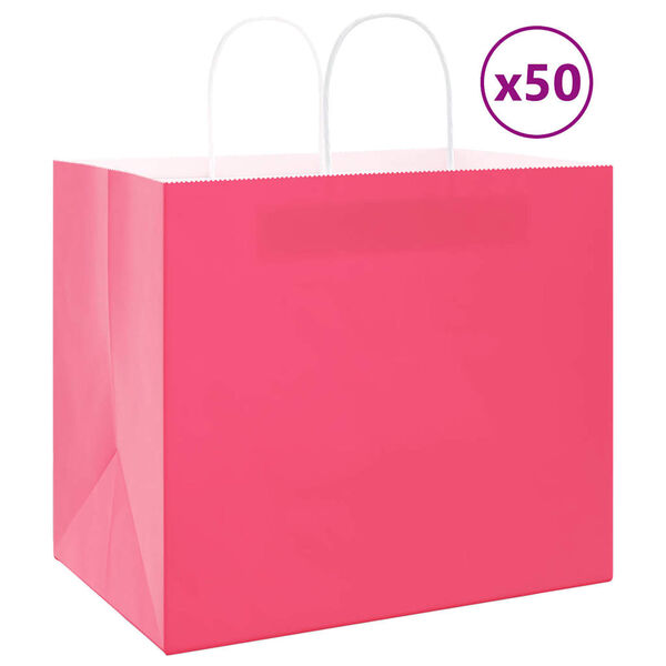 vidaXL Papieren zakken 50 st met hengsels 32x22x28 cm roze