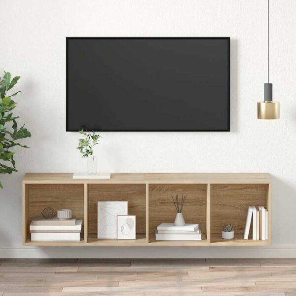 vidaXL Tv-wandmeubel 37x37x142,5 cm bewerkt hout sonoma eikenkleurig
