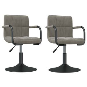 vidaXL Eetkamerstoelen draaibaar 2 st fluweel lichtgrijs