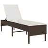 vidaXL Ligstoel met kussen bruin 55x200x44cm polyrotan