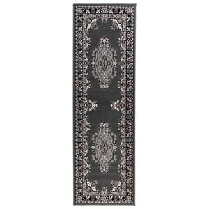 vidaXL Tapijtloper FLORNES Geweven Grijs Patroon 67 x 150 cm PP 7 mm