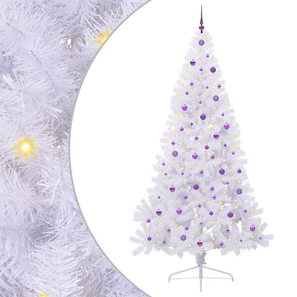 vidaXL Kunstkerstboom met 300 LED Wit 240 cm PVC en staal