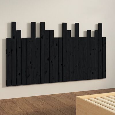 vidaXL Hoofdbord wandmontage 146,5x3x80 cm massief grenenhout zwart