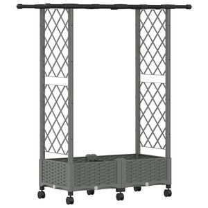 vidaXL Verhoogd Bed met Trellis en Dak Lichtgrijs 122,5 x 40 x 127 cm