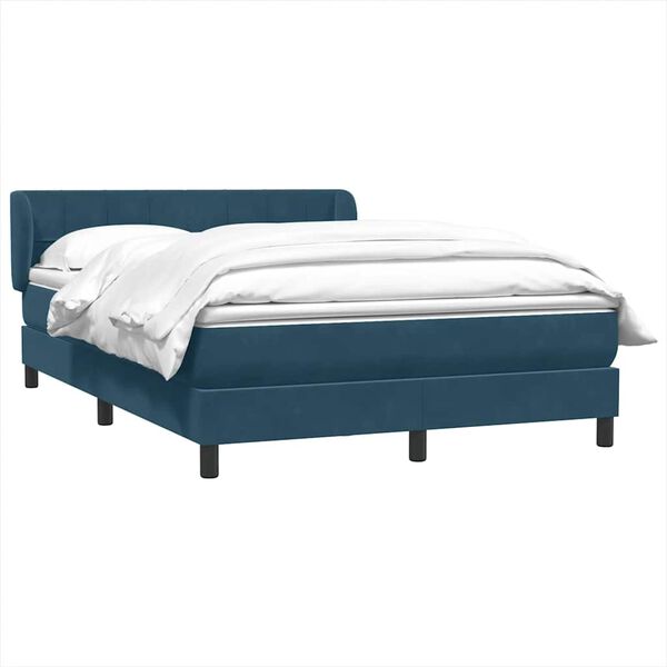 vidaXL Boxspring met matras fluweel donkerblauw 160x210 cm