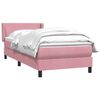 vidaXL Boxspring met matras fluweel roze 90x220 cm