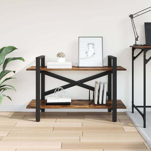 vidaXL Boekenkast Gerookt eiken 100 x 33,5 x 64 cm Bewerkt hout