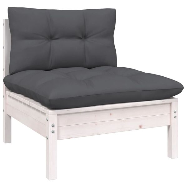 vidaXL 8-delige Loungeset met kussens massief grenenhout wit