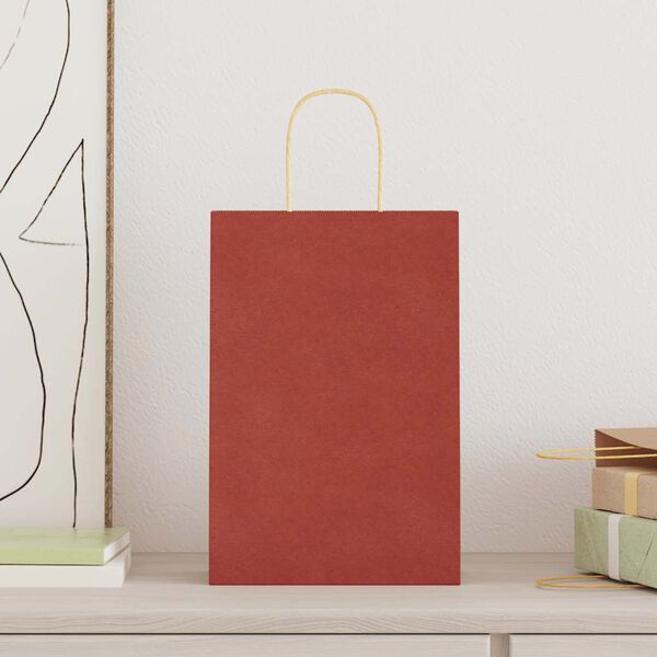 vidaXL Papieren zakken 50 st met hengsels 21x11x31 cm rood