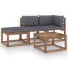 vidaXL 4-delige Loungeset pallet met kussens ge&iuml;mpregneerd grenenhout