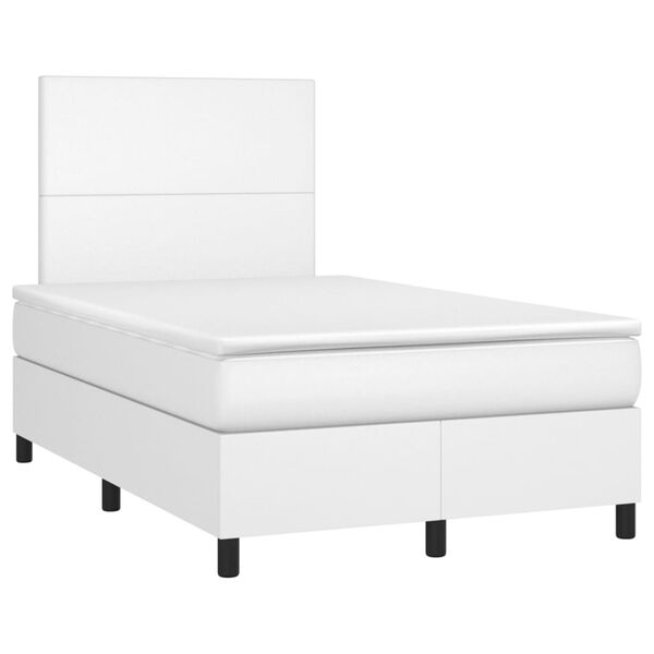 vidaXL Boxspring met matras en LED kunstleer wit 120x190 cm