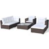 vidaXL 6-delige Loungeset met kussens poly rattan bruin