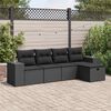 vidaXL 5-delige Loungeset met kussens poly rattan zwart