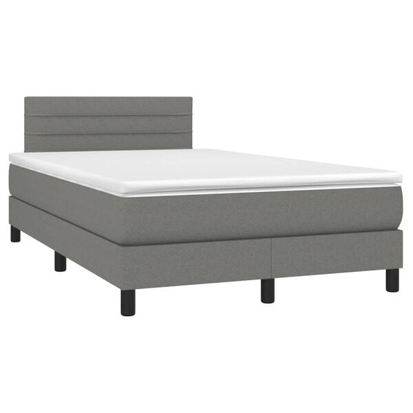 vidaXL Boxspring met matras en LED stof donkergrijs 120x190 cm