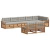 vidaXL Buiten bankenset met kussen 8 pcs Natuurlijk en Lichtgrijs