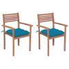 vidaXL Tuinstoelen 2 st met lichtblauwe kussens massief teakhout
