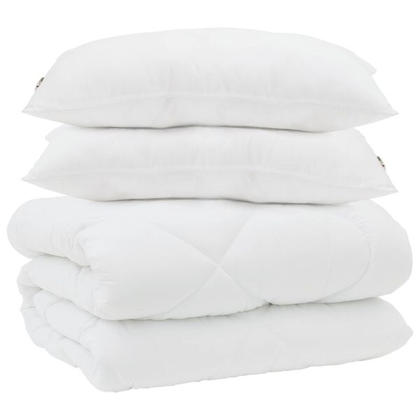 vidaXL Dekbed met Kussens 3 pcs Wit Microfiber en Dons Feather