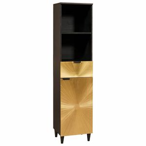 vidaXL Badkamerkast Zwart en Goud 38 x 33 x 160 cm Massief Mango Hout