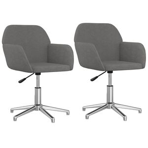 vidaXL Eetkamerstoelen draaibaar 2 st stof lichtgrijs