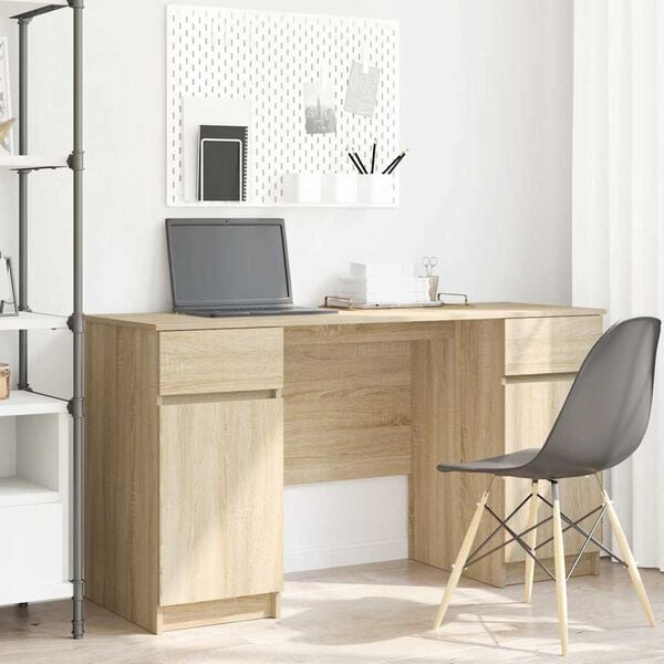 vidaXL Bureau met lade Sonoma eiken 140 x 49 x 76 cm Bewerkt hout