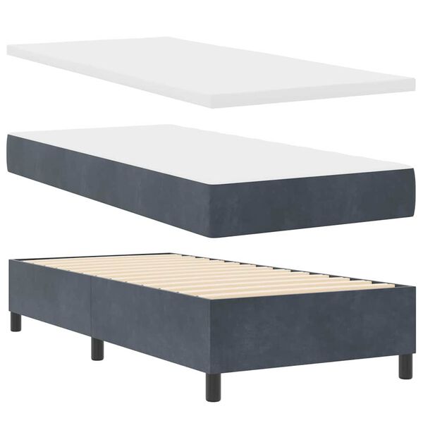 vidaXL Boxspringbed met matras Donkergrijs 90 x 190 cm Fluweel