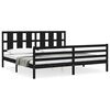 vidaXL Bedframe met hoofdbord massief hout zwart 200x200 cm