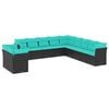 vidaXL 11-delige tuinbankset met kussens, zwart polyrotan