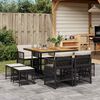 vidaXL 9-delige Tuinset poly rattan zwart