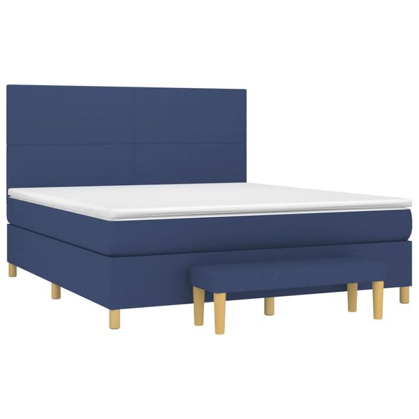 vidaXL Boxspring met matras stof blauw 180x200 cm