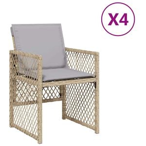 vidaXL Tuinstoelen 4 st met kussens poly rattan gemengd beige